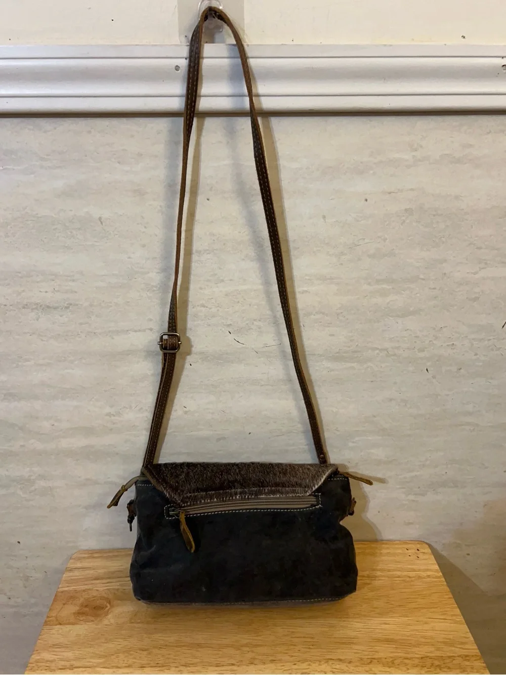 Myra Bag Gray Clandestine Crossbody Cowhide Leather